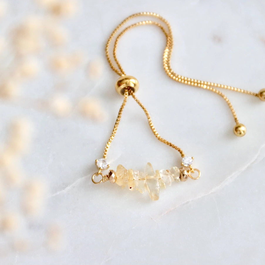 Citrine Chip Adjustable Bracelet