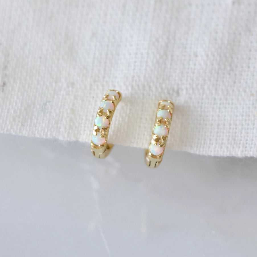 Opal Huggie Hoop Earrings