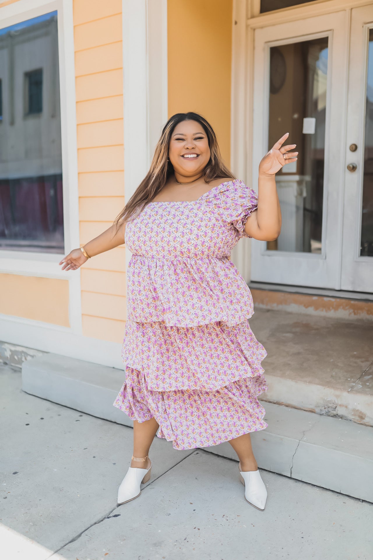 Tiered Floral Midi Dress