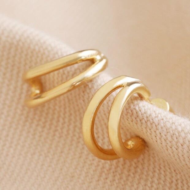 Double Illusion Huggie Hoop Earrings