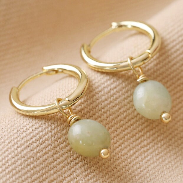 Amazonite Stone Hoop Earrings