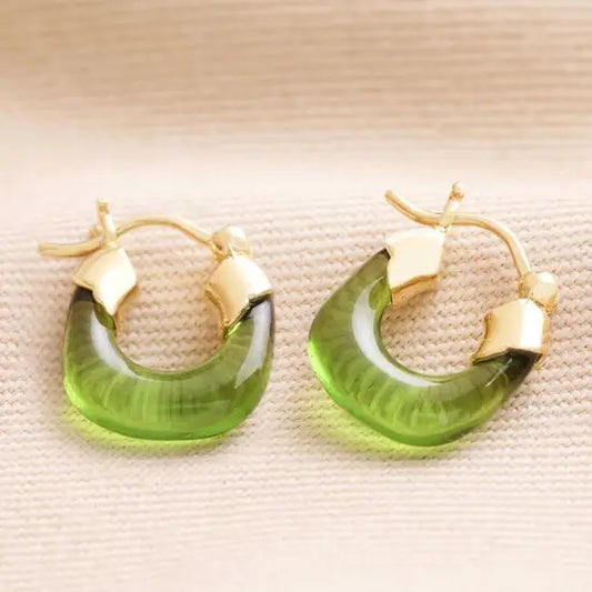 Green Translucent Hoop Earring