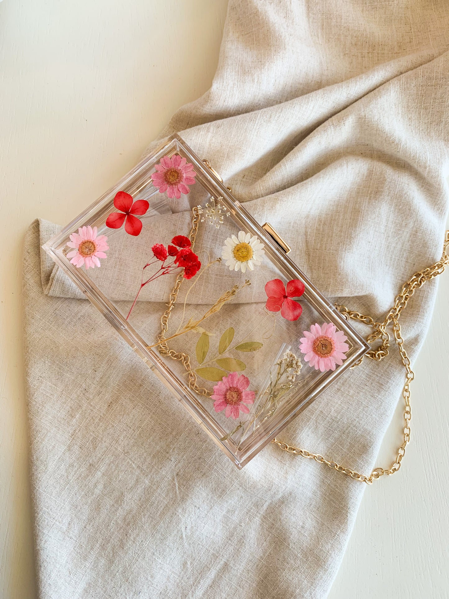 Clear Floral Clutch