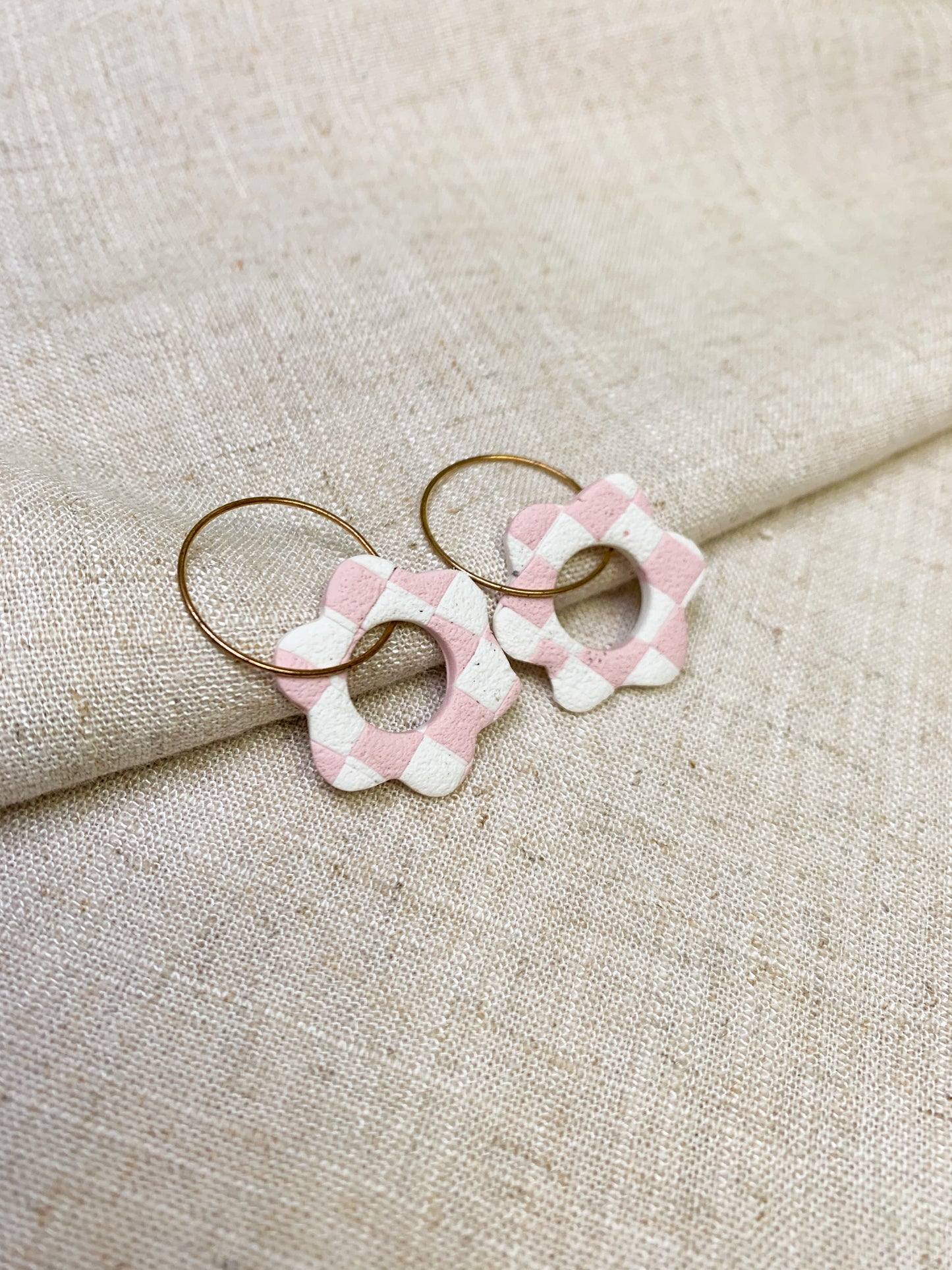 Checkerboard Mini Flower Hoops