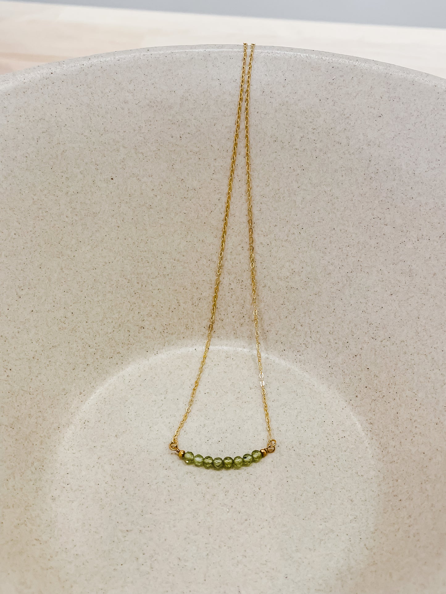 3mm Gemstone Pebbles Necklace Peridot