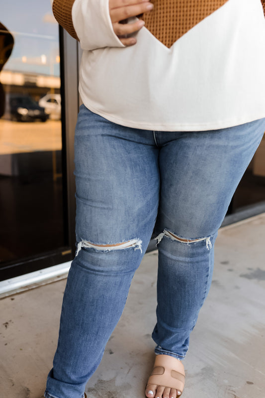 High Rise Distressed Jean